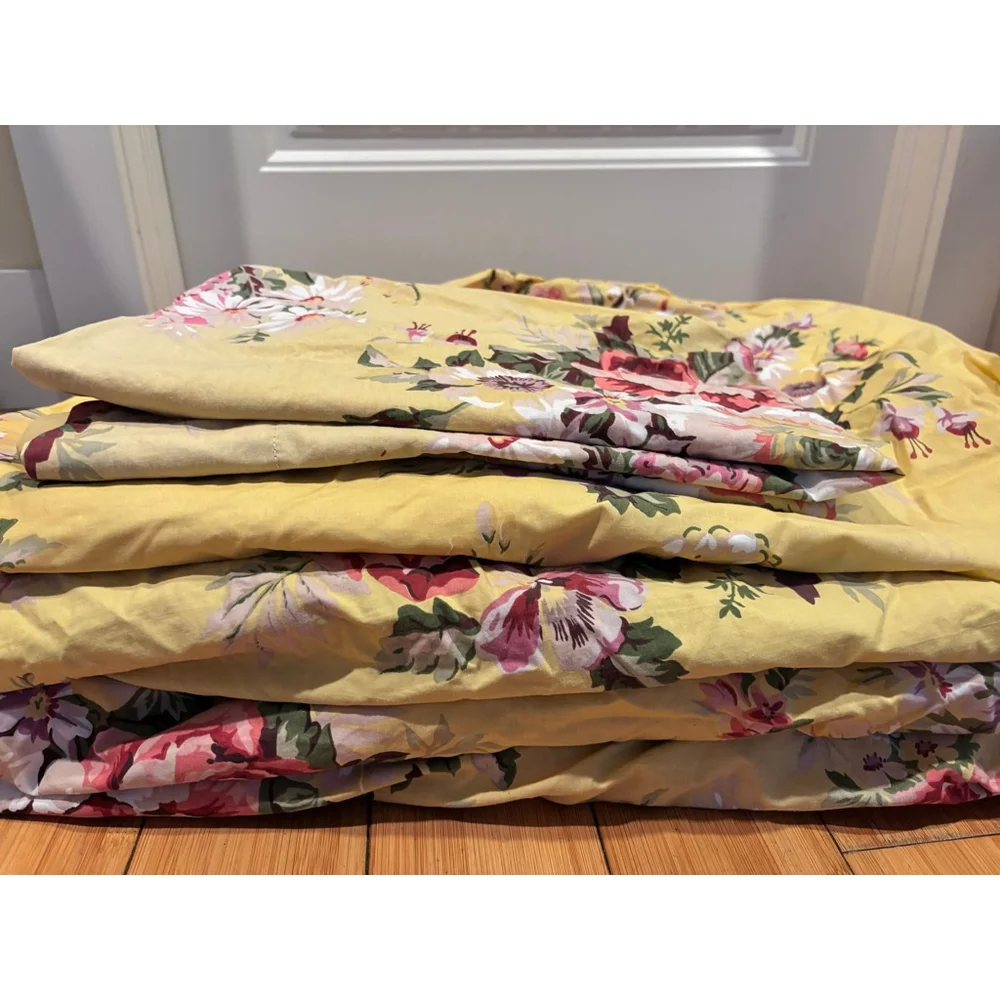 Vintage Ralph Lauren Sophie Brooke Yellow Brooke Set of 4 Fitted Twin 2 cases